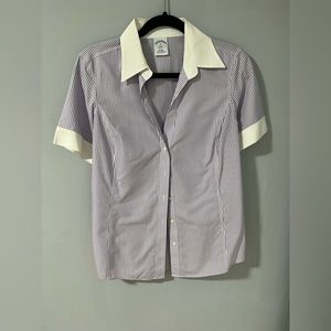 Brooks Brothers Button Front Pinstripe Top